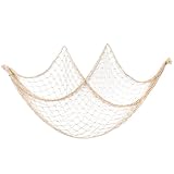 Jeffdad Fischernetz Wand Dekoration, 1m x 2m Fischerei Dekorative Mediterranen Fischernetzdekoration Fischerei Fischernetz Wanddekoration Deko für Hochzeit Fotografieren Netz Deko Wohnzimmer