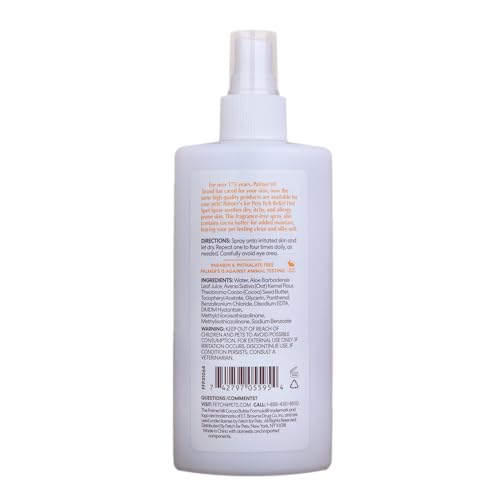 Image of Palmer's for Pets Hot Spot and Itch Relief Spray for Dogs with Cocoa Butter - Conditioning No-Rinse Skin Allergy Relief Mist with Vitamin E, Fragrance Free Formula, 8 Fl Oz - 6 Pack