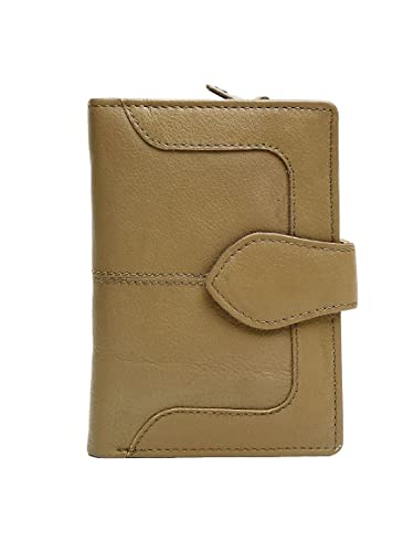 Teakwood Genuine Leather Solid Two Fold Wallet Purse for Women (Beige)-image-13