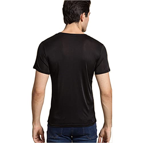 Zylioo Men's Mulberry Silk V-Neck T-Shirts Short Sleeve Undershirts Slim-Fit Tank Top2