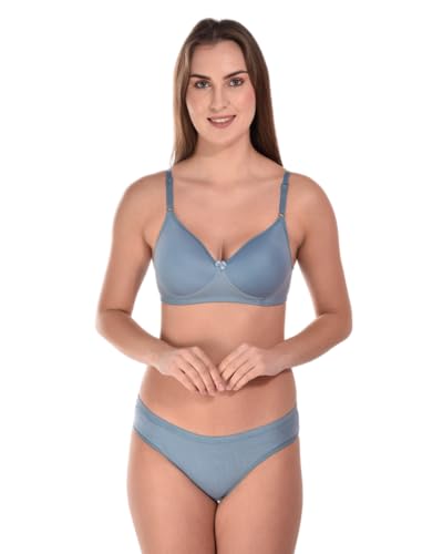 Image of SGC SWEDEN Women's Lingerie Set | Cotton Blend Lightly Padded Non Wire Push-Up Bridal Bra Panty Lingerie Set | Super Soft and Comfortable Lingerie Set