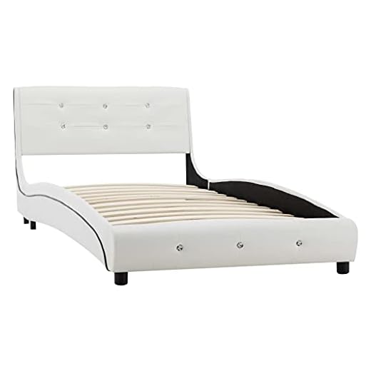 vidaXL Sängram vit konstläder 90x200 cm