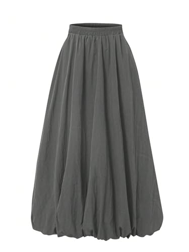 Verdusa Women's A Line Bubble Skirt Casual Dressy Ruffle Flowy Long Skirts with Pockets3
