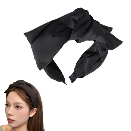 カチューシャ リボン ヘアバンド おしゃれ ヘアアクセ コーム レディース 編み込みヘアバンド しっかりとまる すべり止め ボブ ヘアアクセサリー ヘアアクセ かわいい 可愛い サテン 太め 髪飾り ヘアアレンジ 幅広 韓国風 (ブラック, フリースタイル