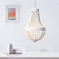Lampara Araña Metal Lámpara de araña, 3 focos, 3 bombillas E14 máx. 40 W, metal y madera, color blanco