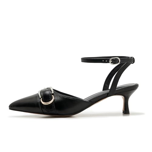 ZXHYZLZ Kitten Heels For Women Pointed Toe Slingback 2-inch Comfortable Low Pumps Closed Toe Adjustable Sling3