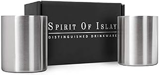 Whiskey Glass Set of 2 Stainless Steel Scotch Glasses, 10oz, Unique Gift