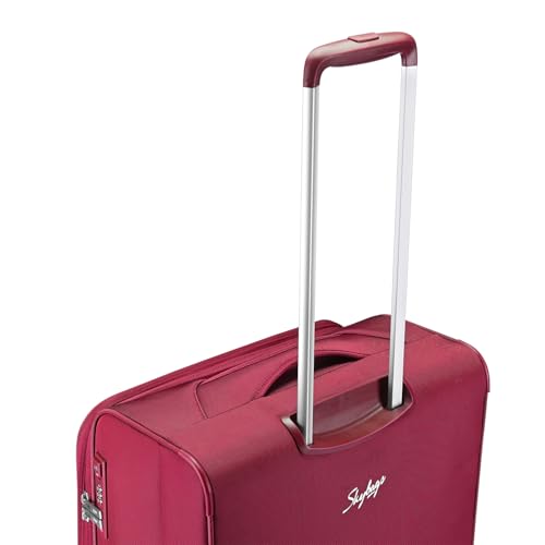 Image of Skybags Liteaer Check-in Trolley Bag - Medium, 69cms | Premium Soft-Sided Luggage for Travel with Smooth 8 Wheels & TSA Lock - Red