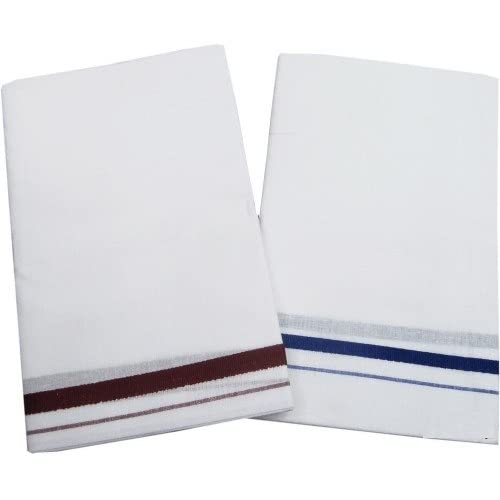 desi dhang Super Soft 100% Cotton 2 Meters Madrasi Lungi For Mens (White ; Free Size ; 1 Piece)-picture-50
