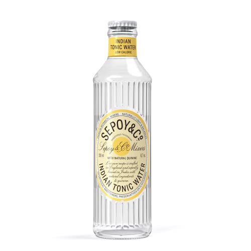 Image of SEPOY & CO. Indian Tonic Water, Classic Gin & Tonic Cocktail Mixer, Low Cal, Less Sugar, 100% Natural Ingredients, Sparkling, Pack of 6 X 200ml