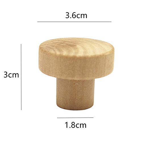Weichuan 20Pcs Round Unfinished Wood Cabinet Furniture Drawer Knobs Pulls Handles (Diameter: 3.6Cm Height: 3Cm) #TOP1