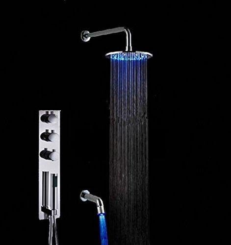 Baignoire et douche pluie LED avec mitigeur thermostatique anti-brûlure complet