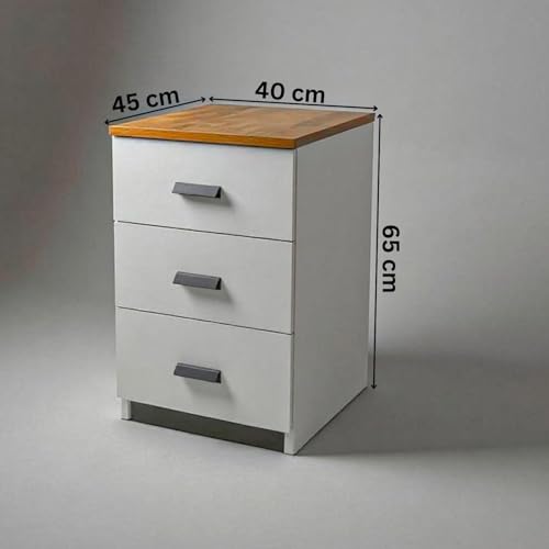 Image of Bedside Table with Drawers | 1-Year Warranty | Modern 3-Drawer Bedside Table Storage Cabinet /Wooden Organizer Stand /End Table /Side Table for Bedroom /End Table for Bedroom DIY Assembly