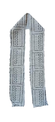 African Mud Cloth Kente White Stole Style 1