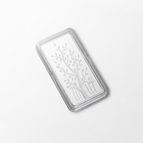 Image of 999 Pure Silver Bar 10gm, Sacred Banyan Tree Silver Gift, Auspicious Gift for Special Occasions, Festivals & Celebrations