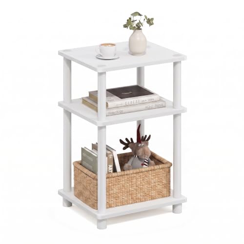 Image of Furinno JUST Toolless 3-Tier Side Table, Open Shelf End Table, White