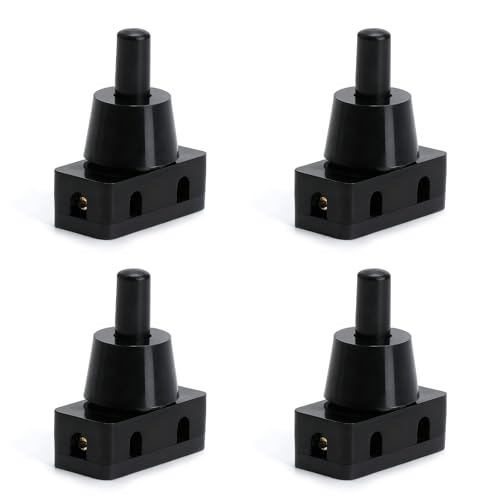 VOSSOT 4pcs Interruptor de botones 250V 10A IP20 interruptor de presión empotrado unipolar Lámpara de mesa electrodomésticos muebles de cocina toma de corriente(negro)