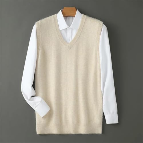 Men's Sweater Pullover V-Neck Sleeveless Vest Autumn Winter Solid Color Warm Knit Sweater Vest3