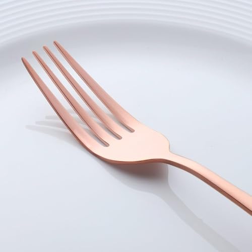 Image of aDai Premium Cutlery Set | Stainless Steel Tableware | Mirror Finish | Includes Spoon Fork Knife & Teaspoon | Elegant Flatware Set for Dining, Parties & Gifting (Rose Gold, Set of 40)