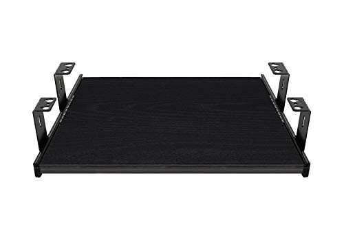 Tastaturauszug mit Tastaurablage 390X300mm Esche schwarz Dekor, Auszugschienen schwarz 300mm, Set Ablage mit Auszug für Mini Tastatur
