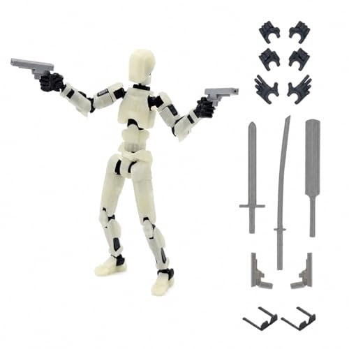 Image of Glow in Dark Dummy13 Fully Articulated Action Figure | 3D Printed Robot Assembly Kit | 5.4 Inch Tall Poseable Collectible Model | Dynamic Poses | DIY Display Figure | Made in India (Green)