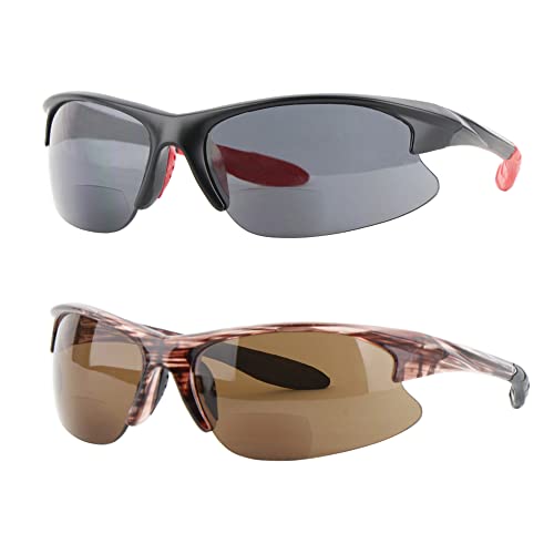 Ysorrisox 2 Pairs Bifocal Sunglasses For Men And Women,Sport Wrap Around Unisex Uv Protection Readers Glasses cover