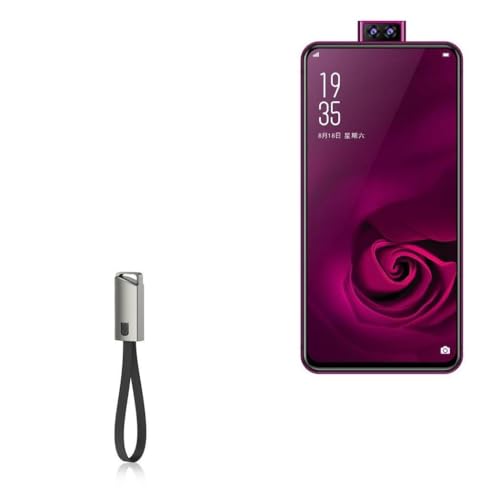 BoxWave Cable Compatible with Elephone U2 - USB Type-C Keychain Charger, Key Ring USB Type-C to Type-A 8 in USB Cable - Jet Black