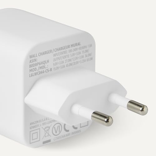 Amazon Basics USB-C-Wandladegerät mit Nano-GaN-Technologie und Schnellladefunktion, 65W, 1 Anschluss des Typs PD 3.1 für Laptops, Tablets… – Ansicht 3