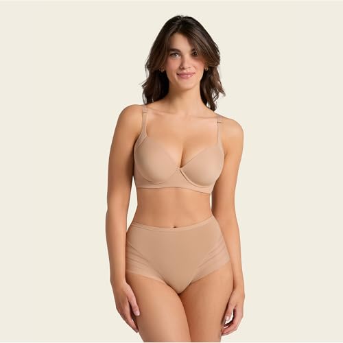 Image of Leonisa High Waisted Invisible Tummy Control Shapewear for Women - Stripe Lace Ladies Underwear Panties