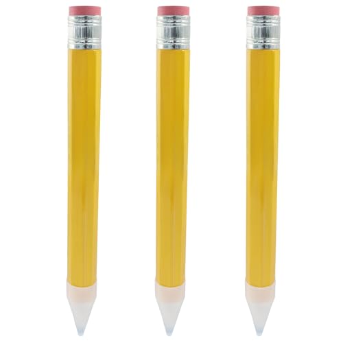 Set de 3 lápices gigantes de madera amarillos miniatura 2