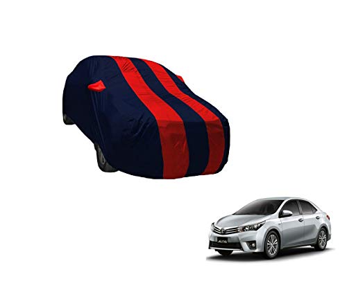 Image of Auto Hub Car Cover Compatible with Corolla Altis with Weather Proof, Mirror Pocket, Triple Stitched, Corolla Altis Car Cover- Navy-Red