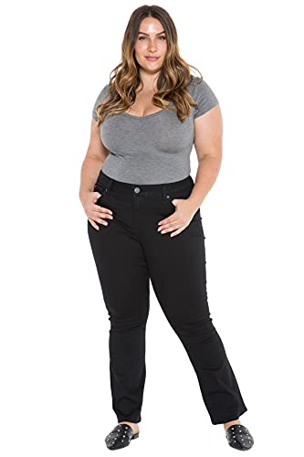 Slink - Premium Women's Plus Size Stretch High Rise Bootcut Jeans (Black)