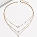Crymystal Bohemia Heart Crystal Pendant Necklace Gold Layered Necklace Personality Long Star Drop Necklace Jewelry for Women and Girls Fashion Gifts (Gold)