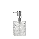 300ml/10oz Empty Transparent Plastic Round Soap Dispenser with Silver Pump Head Refillable Liquid Hand Countertop Soap Dispenser Crystal Lotion Bottle Container for Kitchen Bathroom