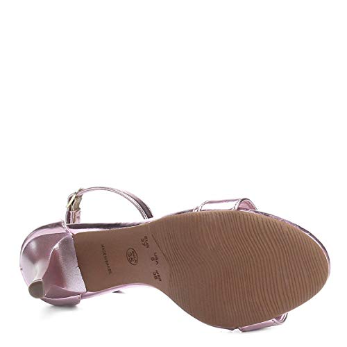 Sandália Drezzup Salto Fino Metalizada Feminina - Rosa - 38