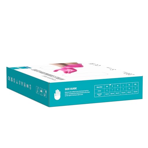 Miniatura 4 de Europapa - 200 Guantes De Nitrilo Desechables Que Cumplen Las Normas En455 Y En374, Sin Polvo Ni Látex, Guantes Desechables De Examen Disponibles En Las Tallas S, M, L Y Xl S, Rosa Roja