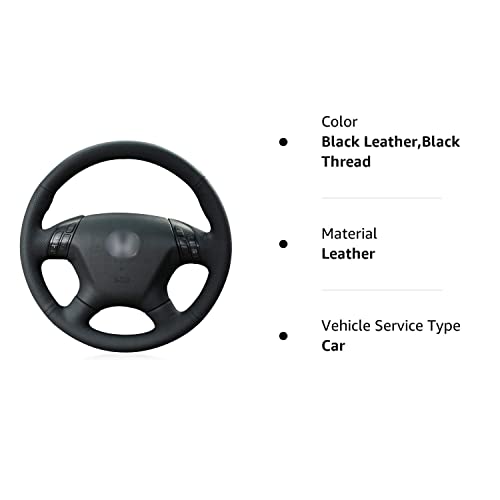 Loncky Black Genuine Leather Custom Fit Oem Car Steering Wheel Cover For Honda Accord Ex-L 2006 2007 / Honda Accord Ex 2006 2007 Accessories #TOP7