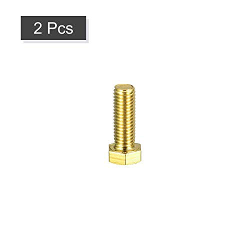 Image of uxcell Brass Hex Bolts, 1 /2-13x1-1 /2 2pcs Fully Thread Grade 4.8 Solid Brass Hexagon Head Bolt Machine Screws for Machinery