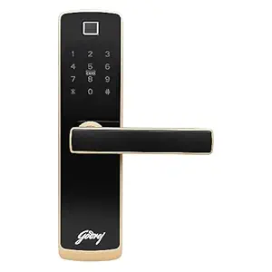 Godrej Smart Locks I Catus Connect I Smart Digital Lock for Wooden Door | 5 in 1 Access I WiFi I Fingerprint I RFID Card I PIN Access I Mechanical Key I Champagne Gold Finish I 3 Years Warranty