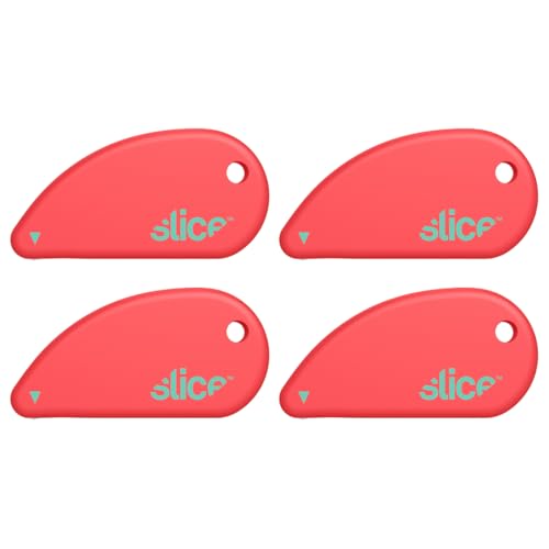 Image of Slice Micro Safety Cutter | Safe Ceramic Box Cutter Lasting 11x Longer than Metal | Keychain Box Opener | 4 Pack | Orange
