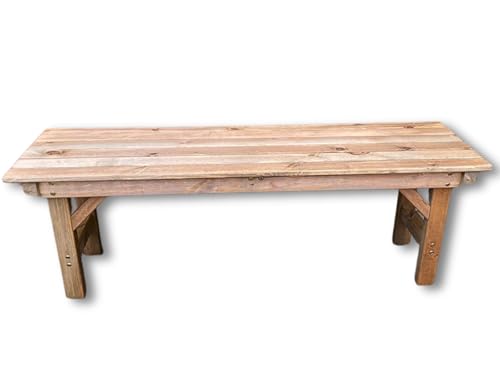 Pre-Assembled Wooden Garden Form Bench – No Assembly Needed, Solid Redwood Outdoor Seat, Space-Saving Design, Fits Under 4ft6 Table, Durable Patio Furniture.