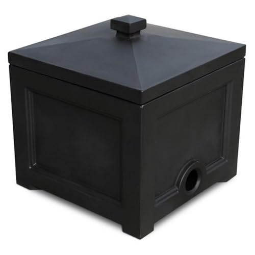 Pemberly Row Traditional Plastic Garden Hose Bin in Black Finish