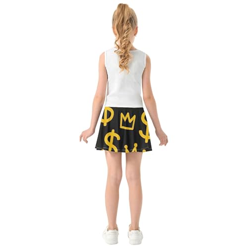 Girls' Shorts Athletic Skorts Yellow Dollar Signs Crowns Black Tennis Skirts for Kids Clothes Butterfly 3t4