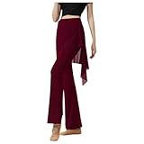 Nyeemya Damas Adultos Pantalones De Baile Latino Largos Y Ligeramente Abiertos En El Tobillo Baile Flamenco Ejercicio Diario Práctica como Yoga borgoña XL