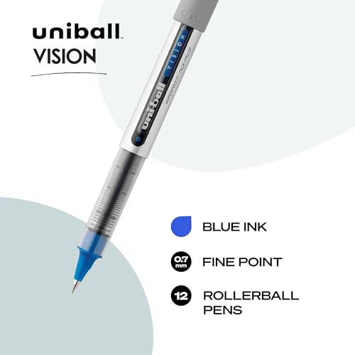 Image of Uni-Ball uniball Vision Rollerball Pens with 0.7mm Fine Point,Blue,(Pack of 24)