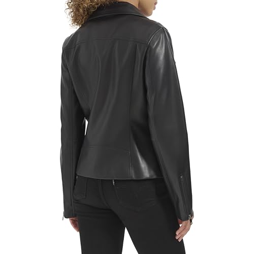 Kenneth Cole Womens Faux Leather Zip Jacket With Envelope Collar4