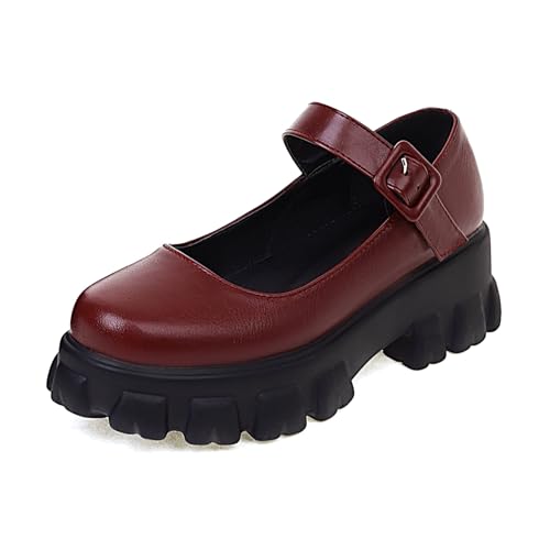 BEAUPAS Women's Goth Platform Mary Jane Shoes Buckle Strap Chunky Lug Sole2