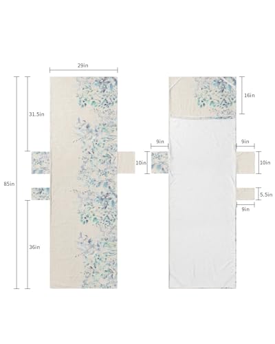 Teal Botanical Beach Lounge Chair Towel Cover, Soft Chaise Lounge Towel with Side Pockets Patio Pool Chairs Cover for Beach/Pool Sunbathing 29x85 Rustic Weeping Spring Floral Summer Plants