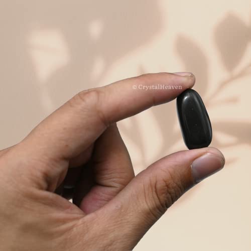 Image of Certified Black Agate Crystal Healing Tumbled Stone, Natural Polished Crystals for DIY Crafts, Manifestation, Meditation, Pooja Feng Shui and Reiki Healing (30 Grams)