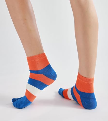 Image of Women's Solid 2 Toe Flip Flop Tabi Socks Geta Ankle Cotton 5 /6 Pairs